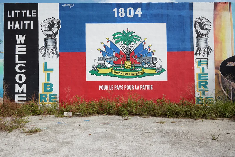 Welcome mural in Little Haiti, Miami