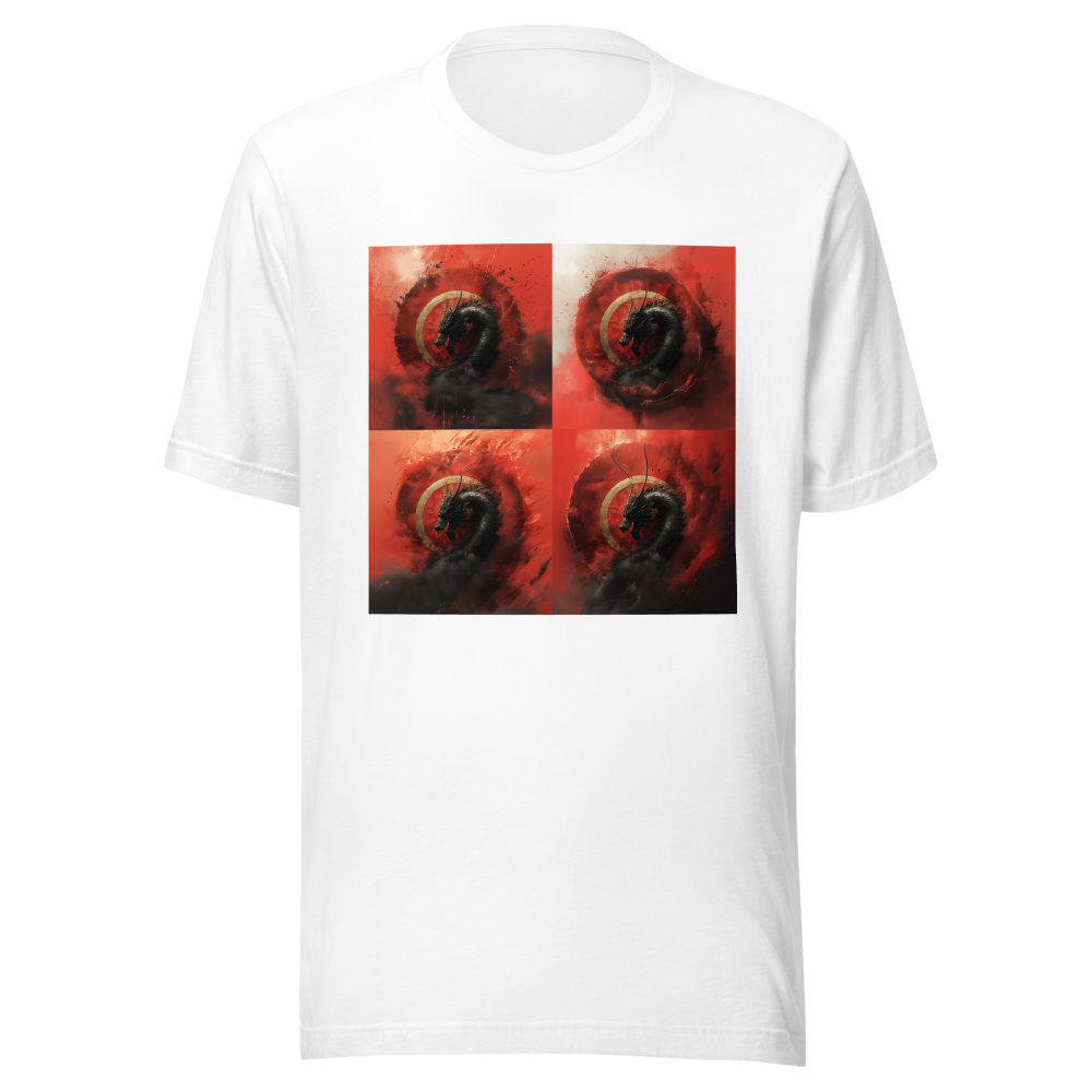 Black Dragon Crimson Tee - Black t-shirt with crimson dragon print