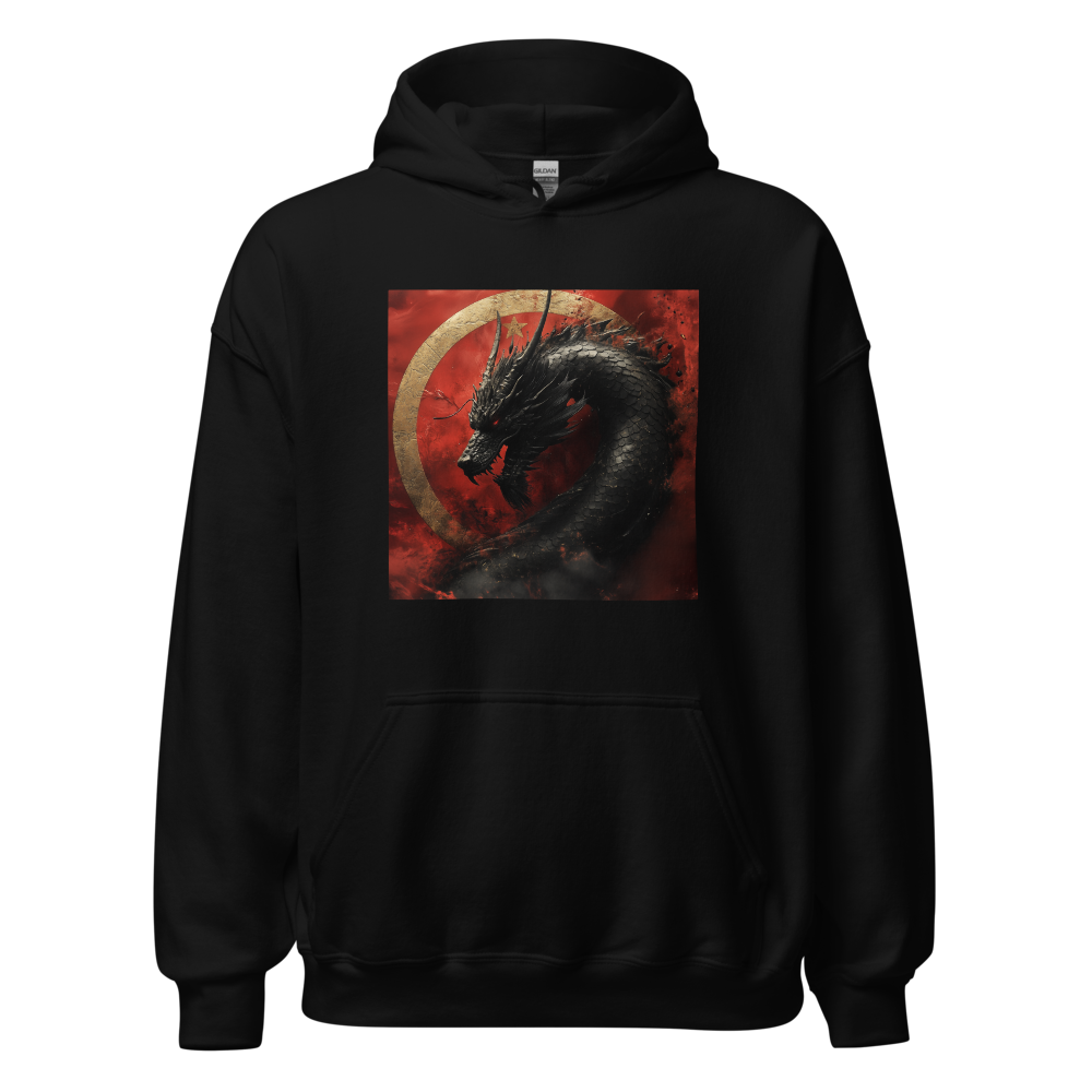 Dragon Heavyweight Hoodie - Black hoodie with dragon embroidery