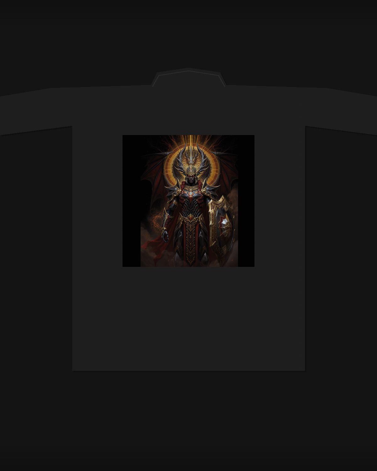 The Liberator — Warrior Archetype. Dragon wings unfurled, crimson and gold and blue.